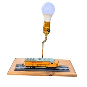 Union Pacific 866 Locomotive Train Desk Lamp Custom Wood Base Railfan Decor